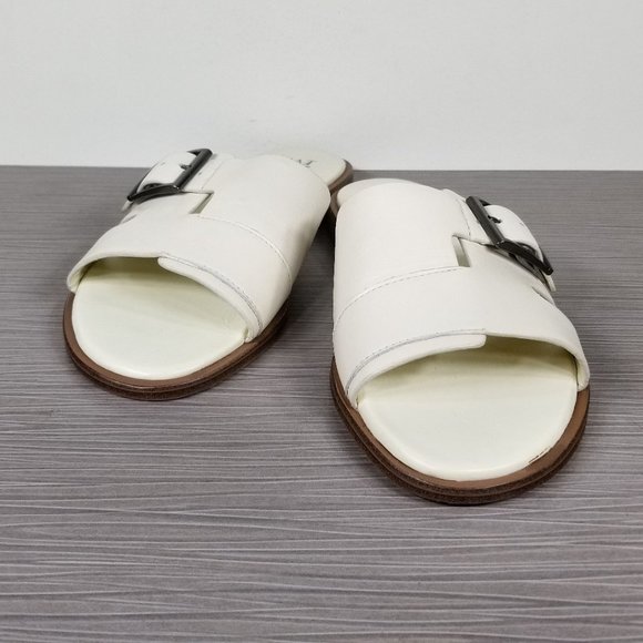 Naturalizer Faryn Big Buckle Slide Sandal, Ivory Leather, Womens Size 9 - Picture 4 of 9